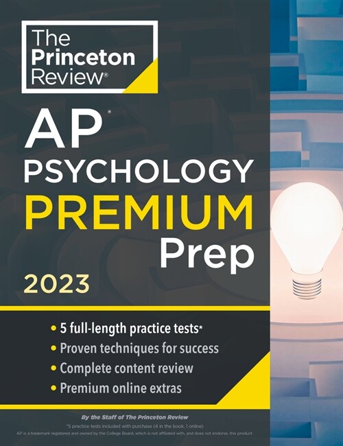 Princeton Review AP Psychology Premium Prep, 2023: 5 Practice Tests + Complete Content Review + Strategies & Techniques (Paperback)